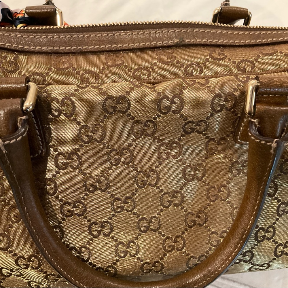 Gucci Gold and Brown Briefcase with Structured Design - Picture 3 of 7